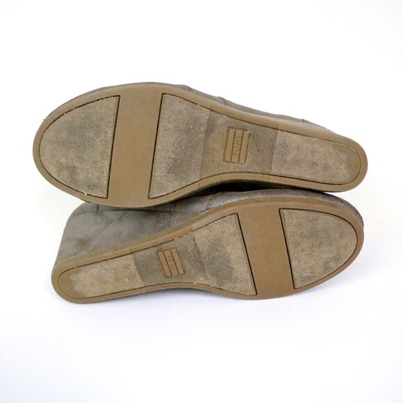 Toms Women's Size 10 Wedge Ankle Booties Chukka Metallic Mocha Tan - Picture 6 of 11